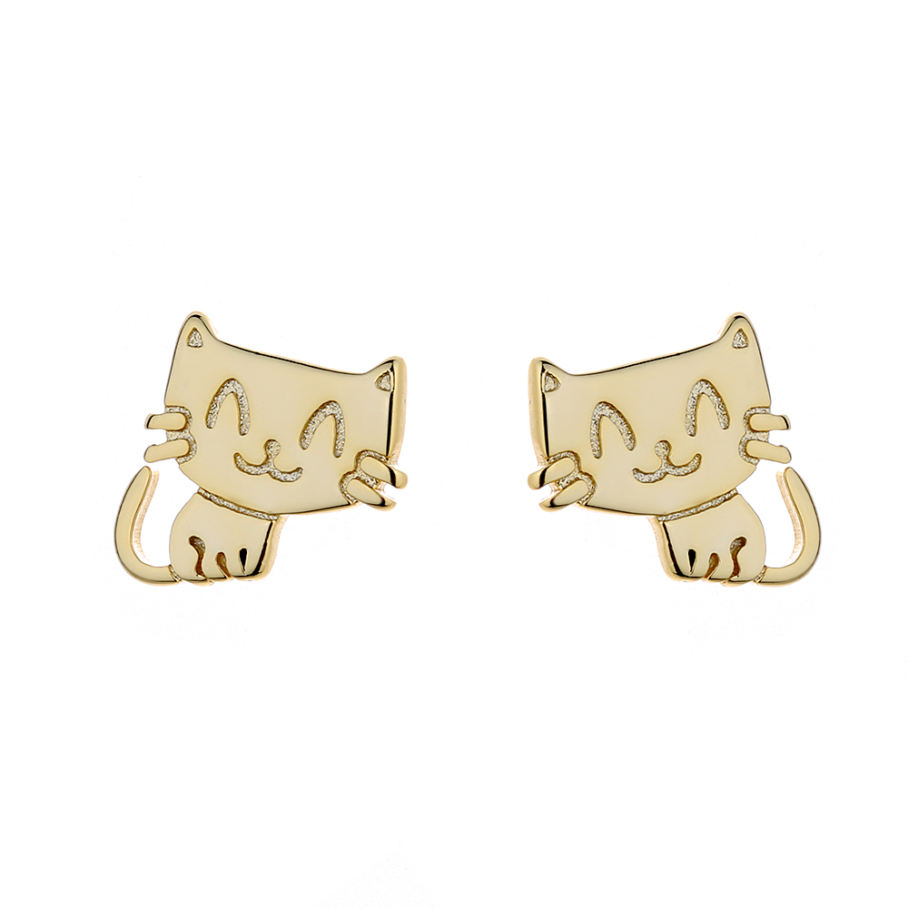 Sterling Silver Cat Earrings - Gallery 6