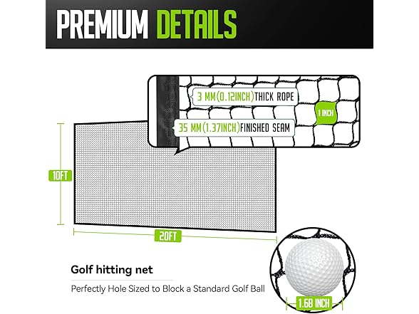 ZEALFEEL 10x20Ft Golf Hitting Net