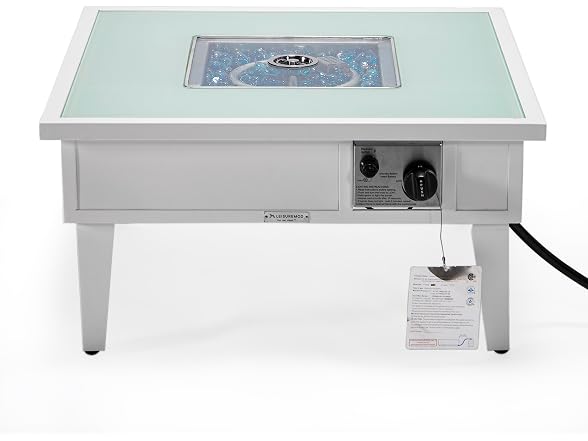 LeisureMod Walbrooke Modern Outdoor Square Fire Pit Table