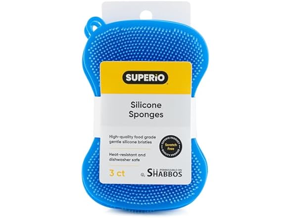 Silicone Dish Sponges Blue 3pk
