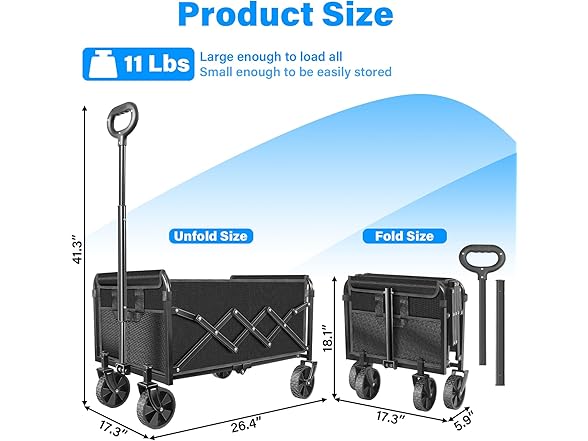 LIAPOTT Wagon Cart Foldable w/ Wheels 360 lb. Capacity