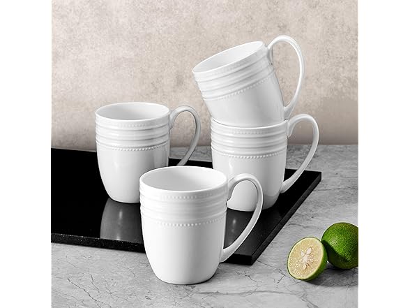 Mikasa Kamryn Bone China Lightweight Set of 4 Mugs, 13.5 Ounce