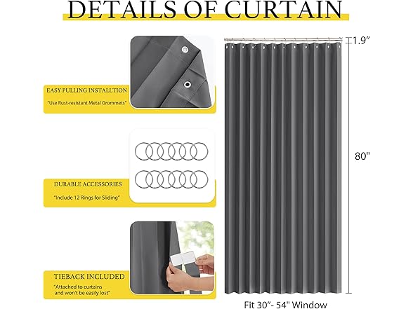 NICETOWN Blackout Bedroom Curtain (1 Panel)