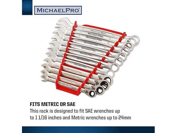 MichaelPro MP014032 12-pc Wrench Holder, Red