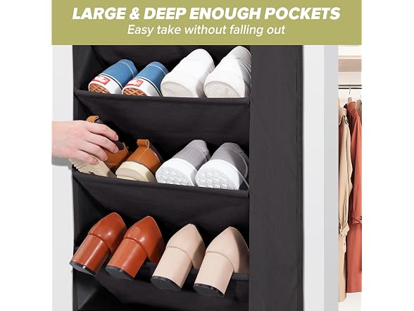 STORAGEIDEAS Door Shoe Organizer Black, 8 Layers, 2-Pack