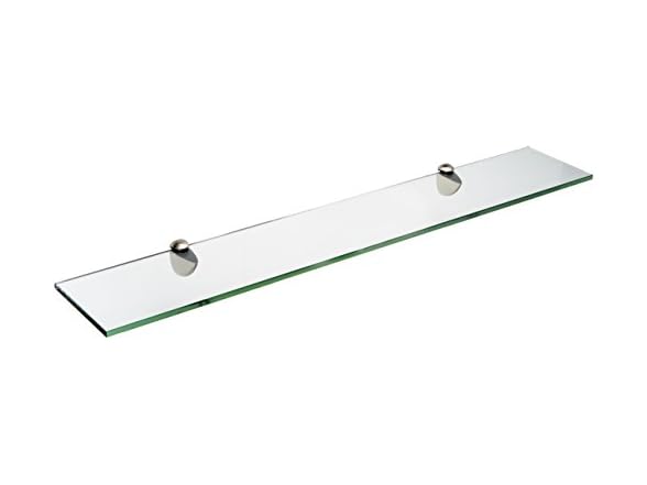 Spancraft 8\" x 24\" Brushed Steel Peacock Glass Shelf