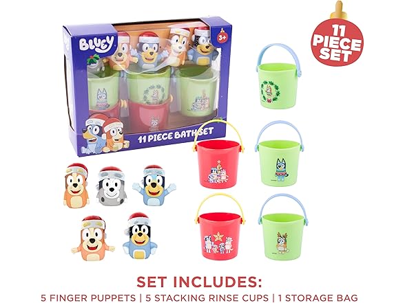 11pc Bluey Holiday Bath Toys