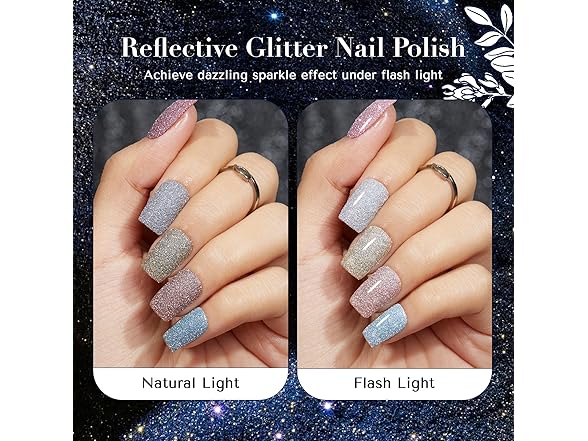 AZUREBEAUTY Reflective Nail Polish Set, 8 Colors