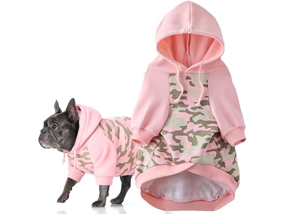 Pet Passion Rocky II Dog Hoodie, Pink Half Camo, XS