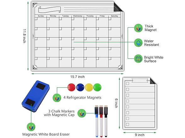 Magnetic Refrigerator Memo Calendar