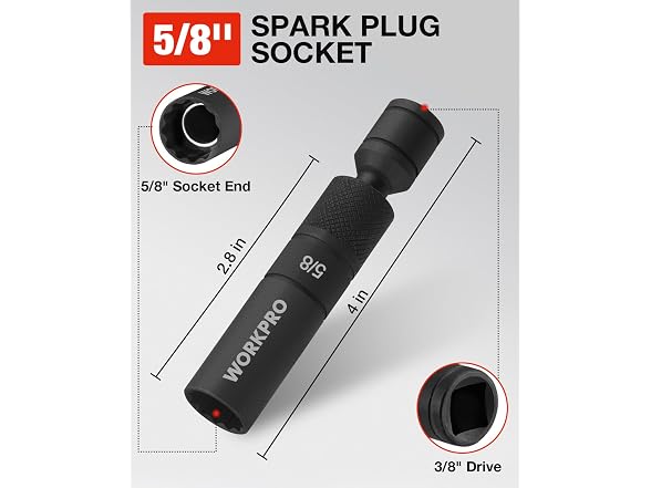 WORKPRO 5/8" Swivel Magnetic Spark Plug Socket 12pt