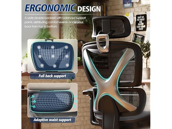 Ergonomic Office Chair, Big and Tall, Black
