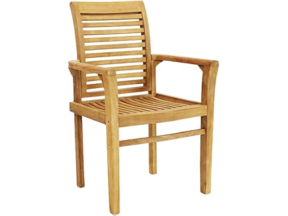 Sunnydaze Decor JVA-353 Teak Slat Patio Chair Light Br
