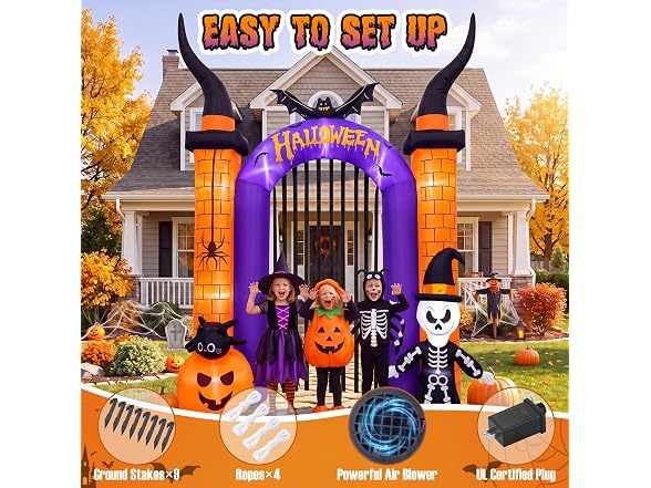 10.8FT Halloween Inflatable Arch Skull