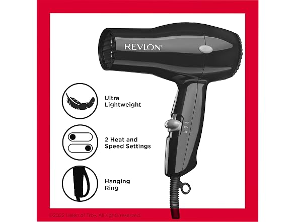 Revlon Compact Hair Dryer 1875W Travel, Black