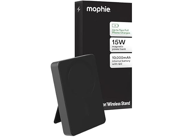 Mophie Powerstation Wireless Slim with Stand 10,000mAh Power Bank – MagSafe Compatible, 15W Qi2-Certified, 30W USB-C PD Fast Charging, Slim Battery Pa