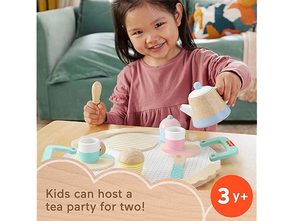 Fisher-Price Wood Pretend Play Toy Tea Set