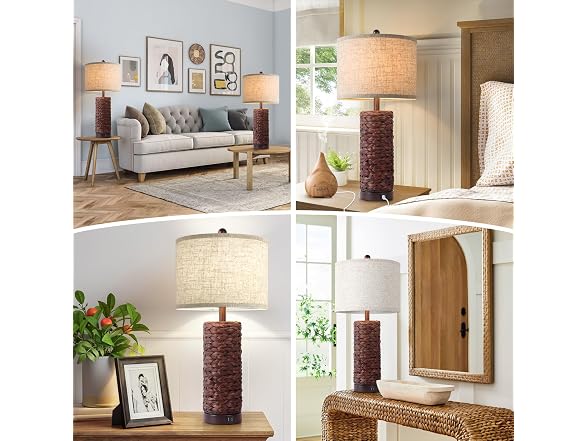 TOBUSA 27Inch Tall Seagrass Table Lamps Set of 2