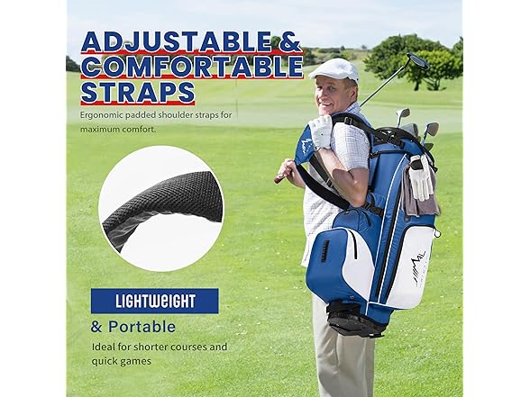 UNIHIMAL 4-Way Golf Stand Bag with Full-Length Divider, Ligh (Open Box)