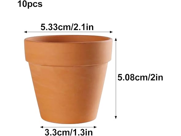homeemoh GAR-58 10 Pack 2in Terracotta Pots Mini