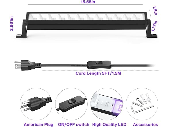 2PCS 40W LED Black Light Bar