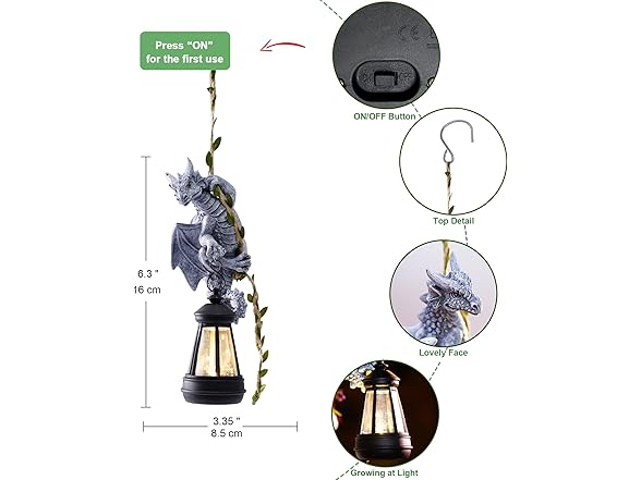 Dragon Garden Statue w/ Lantern 23.6