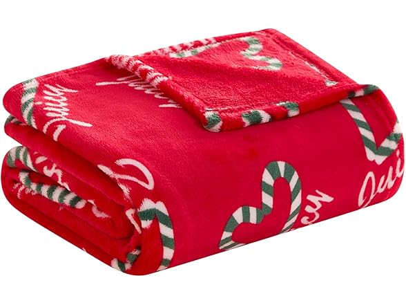 Juicy Couture Candy Cane Hearts Plush 50" x 70" Blanket