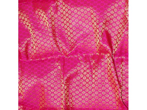 CraftyArt Dark Pink Brocade Art Silk Fabric