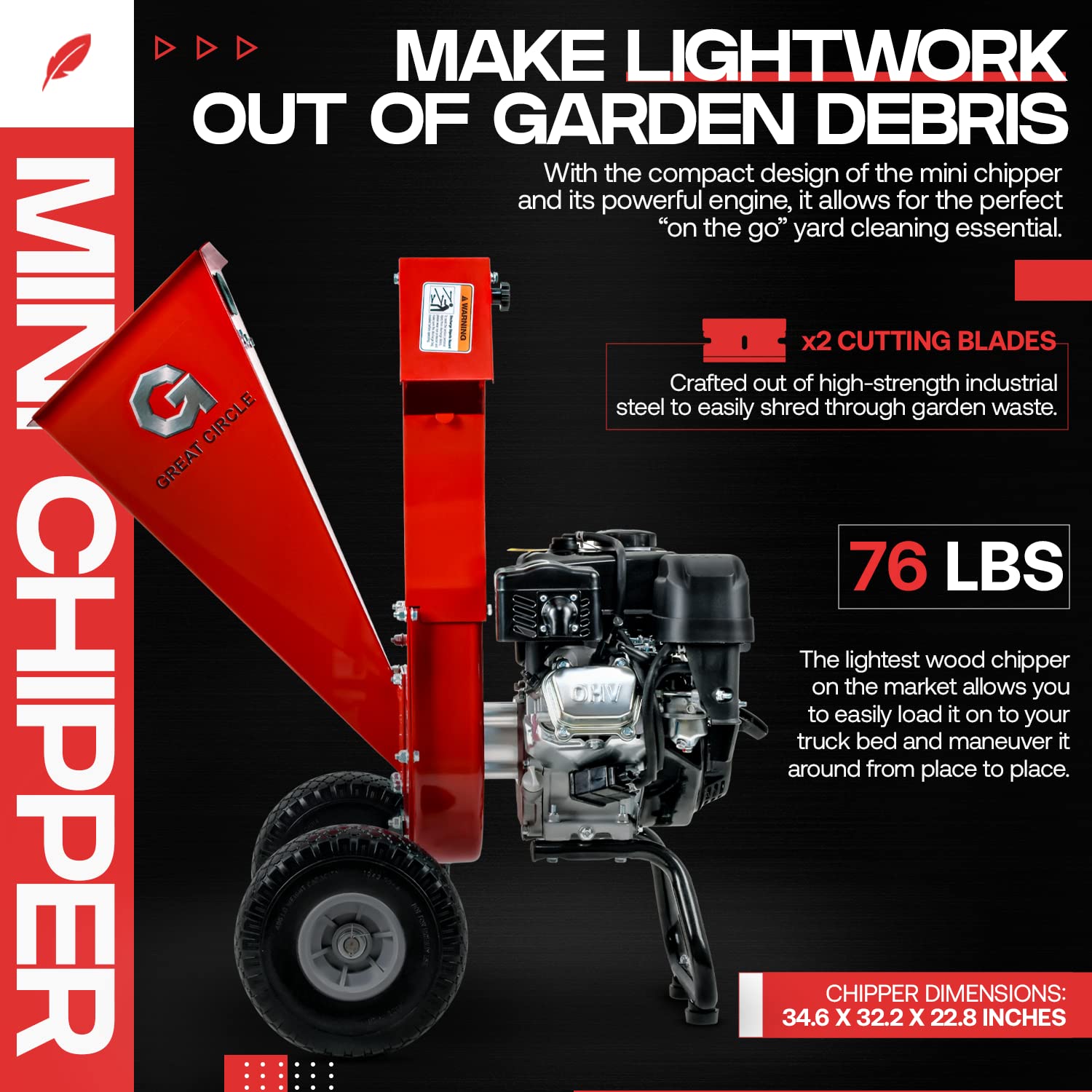GreatCircleUSA 3-in-1 Wood Chipper 7 HP - Gallery 14