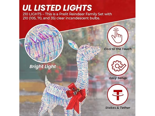 Top Treasures 3-Piece Iridescent Reindeer Family