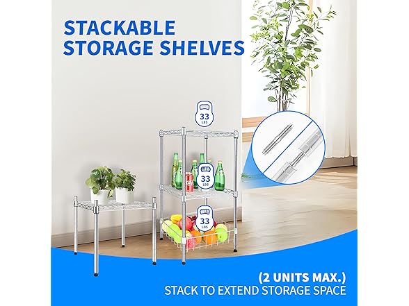 YSSOA 1-Tier Shelving Unit, 15" W x 13.8