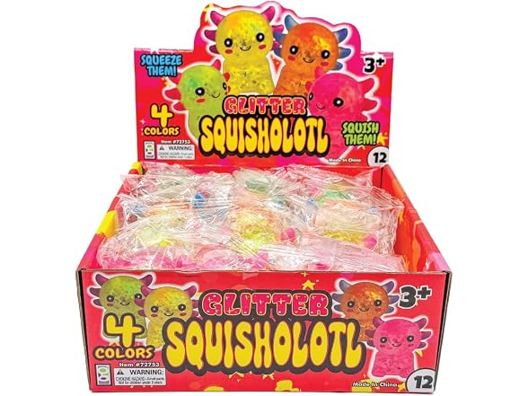 Raymond Geddes Glitter Squisholotl Toys – Pack of 12