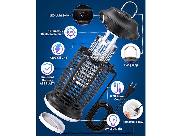 Bug Zapper Outdoor,15w Electric Mosquito