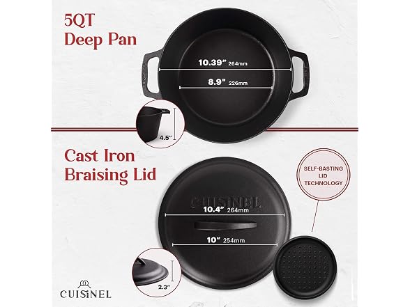 Cuisinel Cast Iron Dutch Oven - 5-Quart