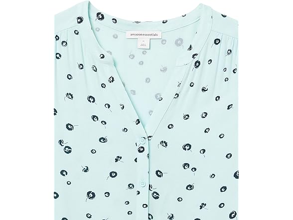 Amazon Essentials Women (L) Blouse Aqua Blue Poppy