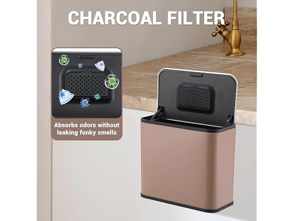 OUTLANE 1.3 Gal Hanging Trash Can Brown