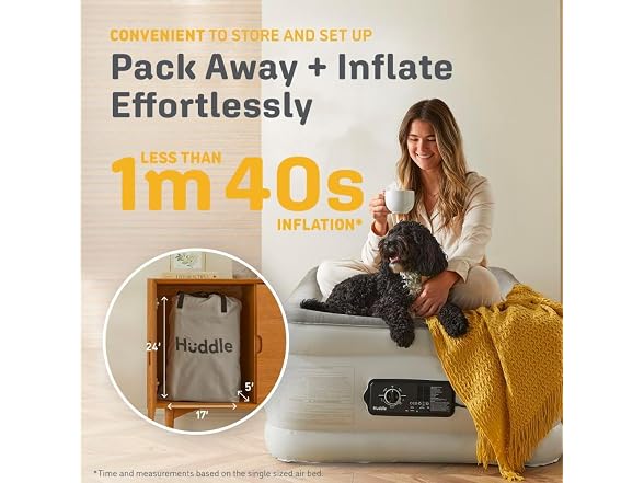 Huddle Air Bed, Inflatable Mattress, Built-In Pump