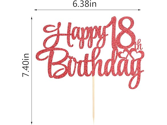 Qertesl Red 18th Birthday Cake Topper