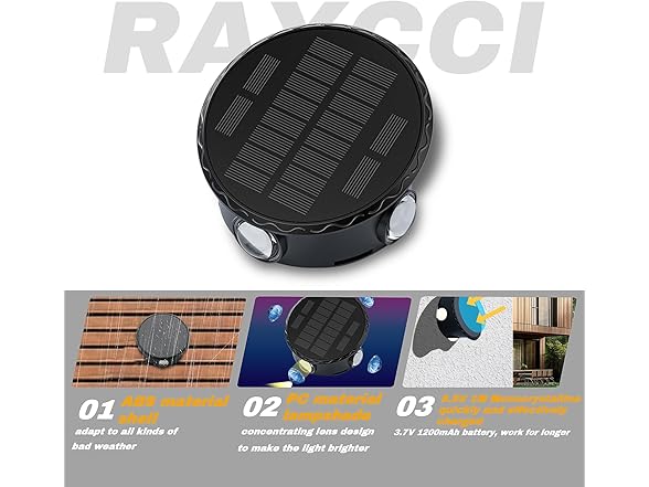 RAYCCI Outdoor Wall Lights - 4 LED Solar