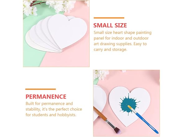 EXCEART Heart Shaped Canvas Boards 6 Pack