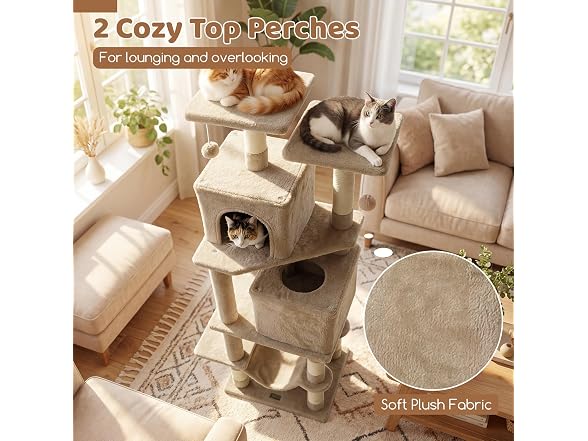 DORTALA 57" Tall Cat Tree, Multi-Level Cat Tower