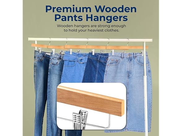 SereneLife Skirt and Pant Hanger Natural, 20 Pack