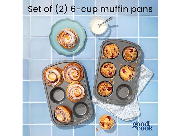 GoodCook Set of 2 Everyday Nonstick Steel Muffin Pan