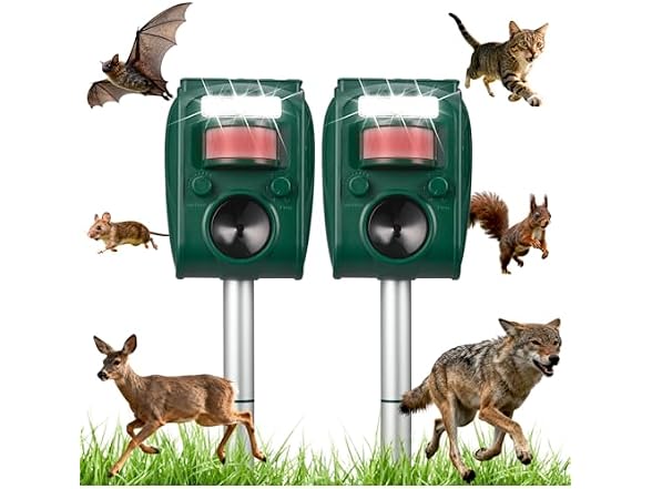 Solar Ultrasonic Animal Repeller, 2 Pack
