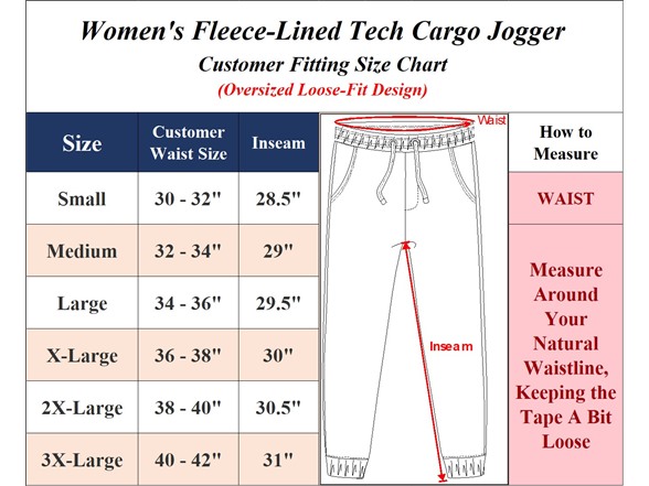 3Pk Womens Fleece-Lined Cargo Tech Joggers