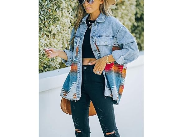 Unilexi Women (XL) Jacket Aztec Button Down Jean
