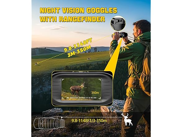 Night Vision Goggles with Range Finder | 4K 3.2in HD Screen