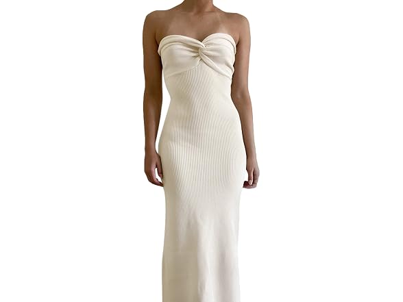 Nufiwi Women (M) Sexy Knitted Halter Neck V Dress