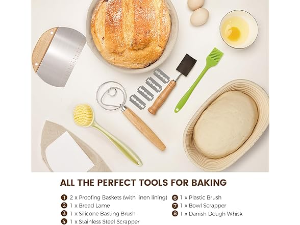 TEZOU Artisan Sourdough Bread Proofing Baskets Set