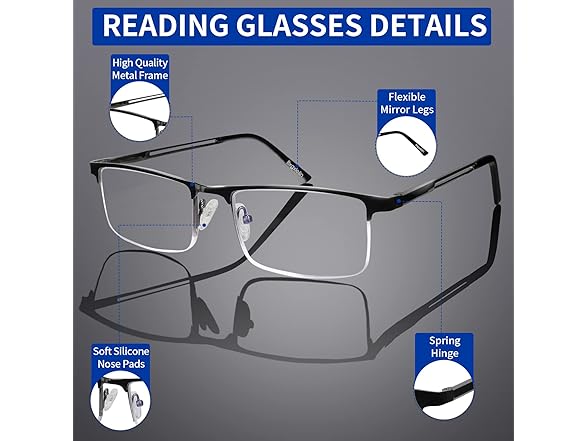 Bxgxlelin Mens Reading Glasses 2.25 Readers